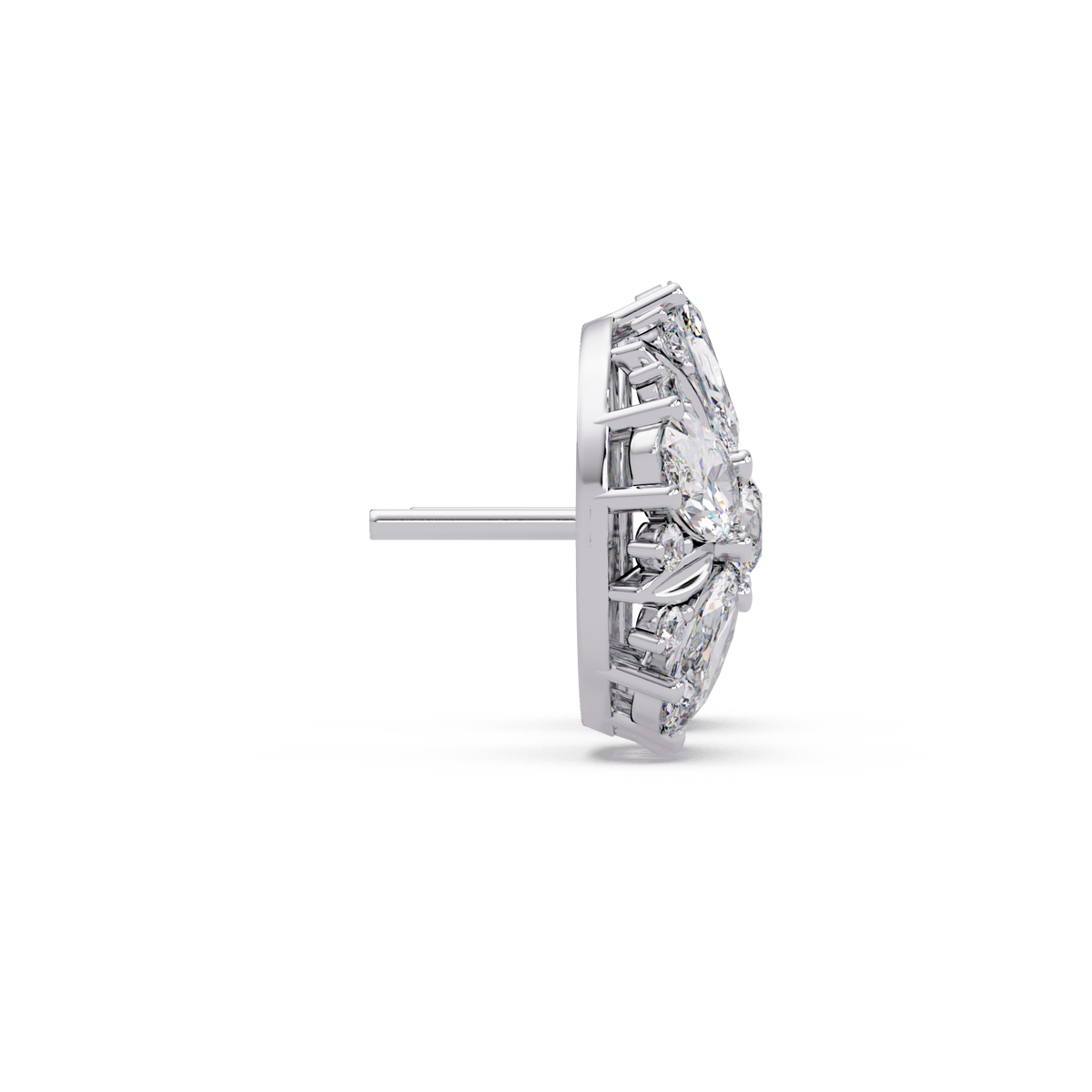 Cluster Floral Lab Grown Diamond Mixed Shape Stud Earrings - HIGHCARAT DIAMONDS