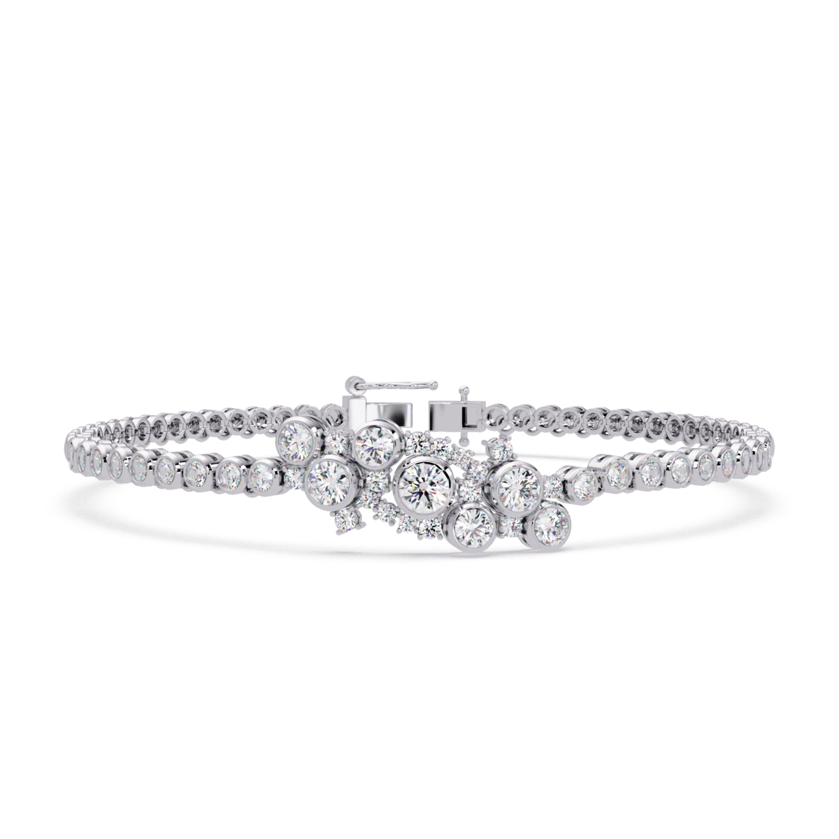 Cluster Lab Grown Diamond Tennis Style Bracelet - HIGHCARAT DIAMONDS