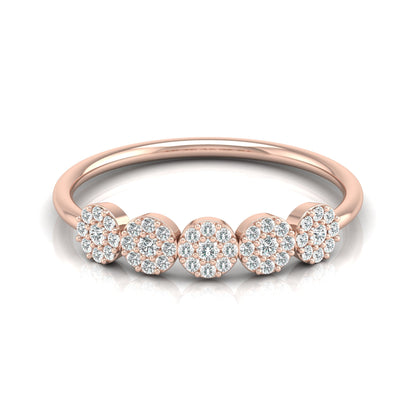 Cluster Round Diamond Band Ring Dainty Elegant Wedding Band In 14K Solid Gold - HIGHCARAT DIAMONDS