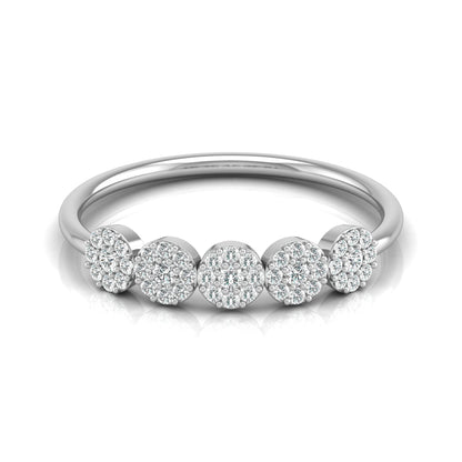 Cluster Round Diamond Band Ring Dainty Elegant Wedding Band In 14K Solid Gold - HIGHCARAT DIAMONDS