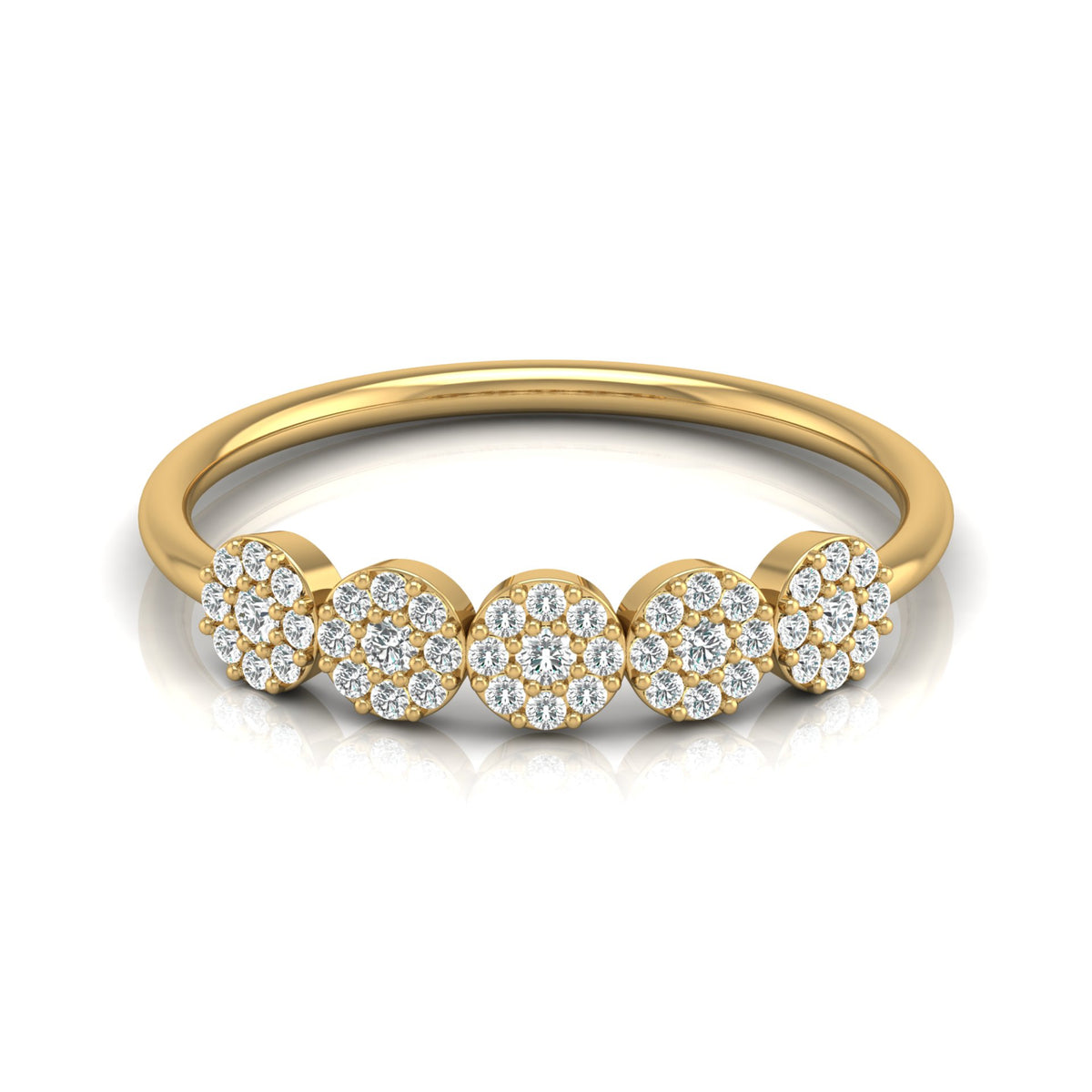 Cluster Round Diamond Band Ring Dainty Elegant Wedding Band In 14K Solid Gold - HIGHCARAT DIAMONDS