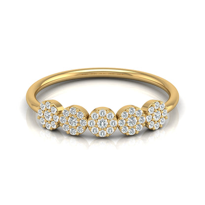 Cluster Round Diamond Band Ring Dainty Elegant Wedding Band In 14K Solid Gold - HIGHCARAT DIAMONDS