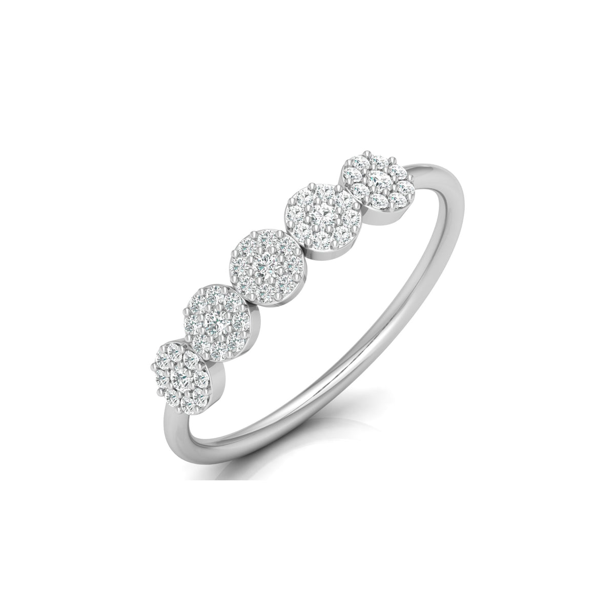 Cluster Round Diamond Band Ring Dainty Elegant Wedding Band In 14K Solid Gold - HIGHCARAT DIAMONDS