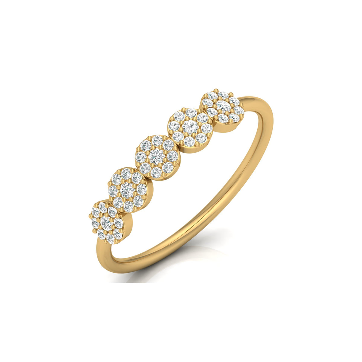 Cluster Round Diamond Band Ring Dainty Elegant Wedding Band In 14K Solid Gold - HIGHCARAT DIAMONDS
