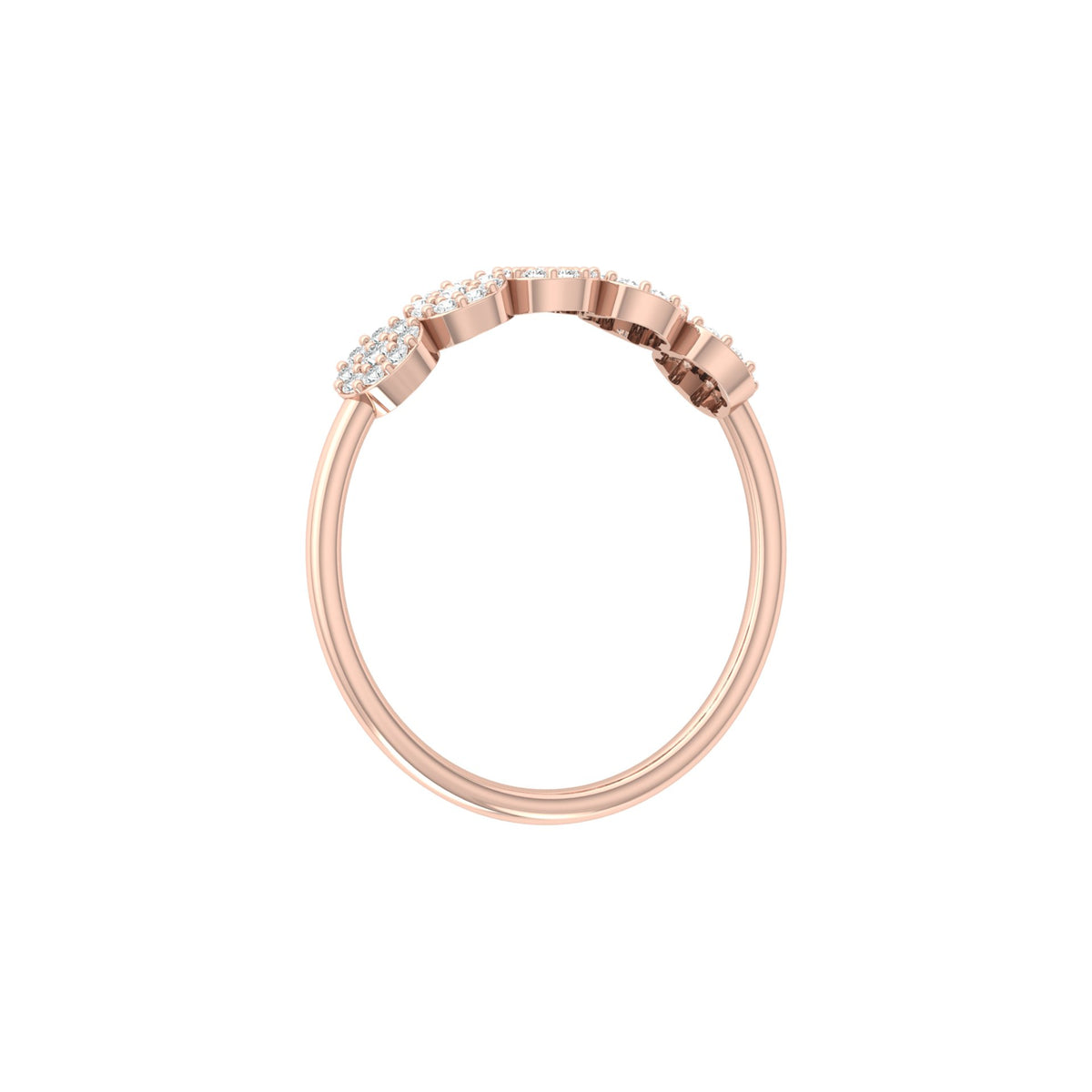 Cluster Round Diamond Band Ring Dainty Elegant Wedding Band In 14K Solid Gold - HIGHCARAT DIAMONDS