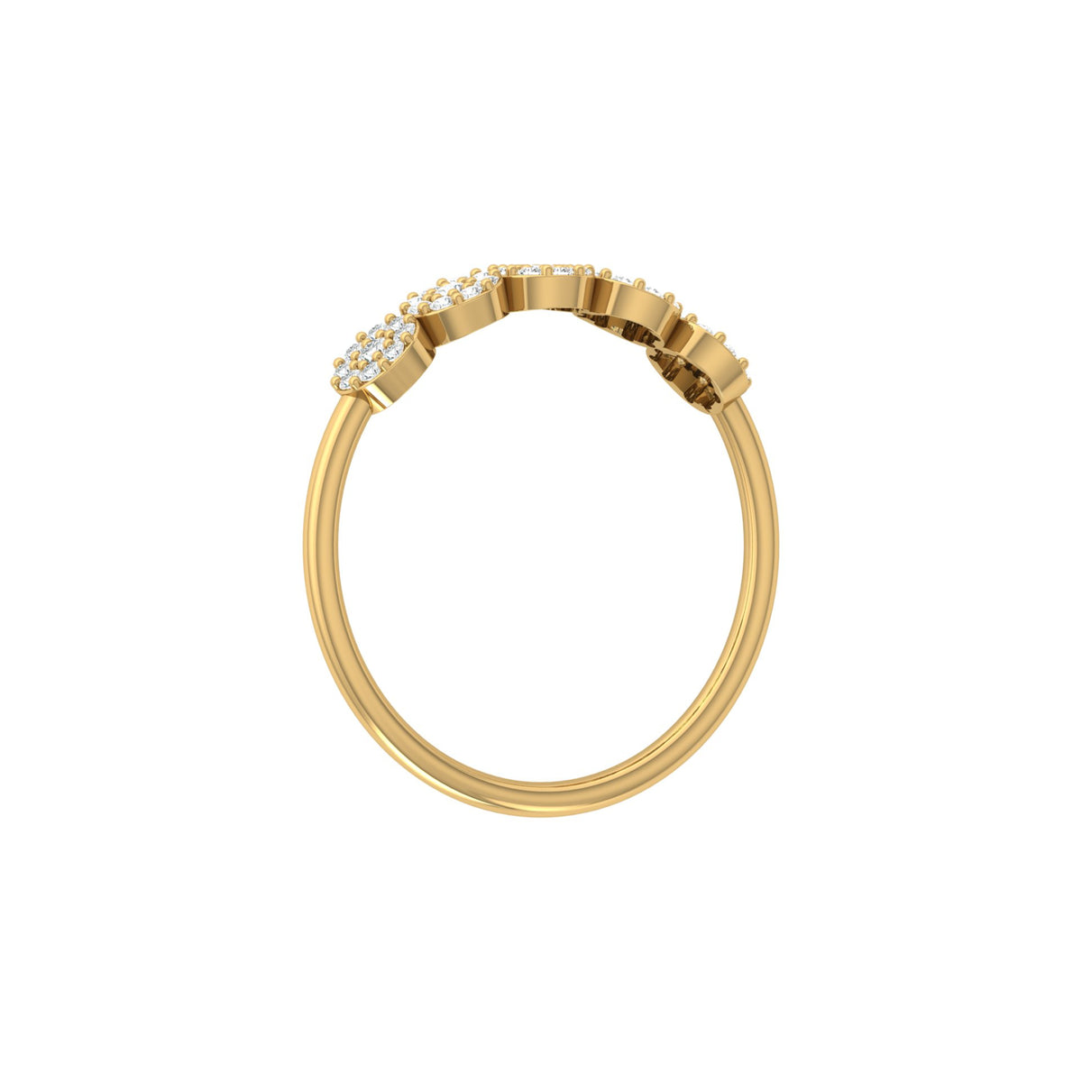 Cluster Round Diamond Band Ring Dainty Elegant Wedding Band In 14K Solid Gold - HIGHCARAT DIAMONDS