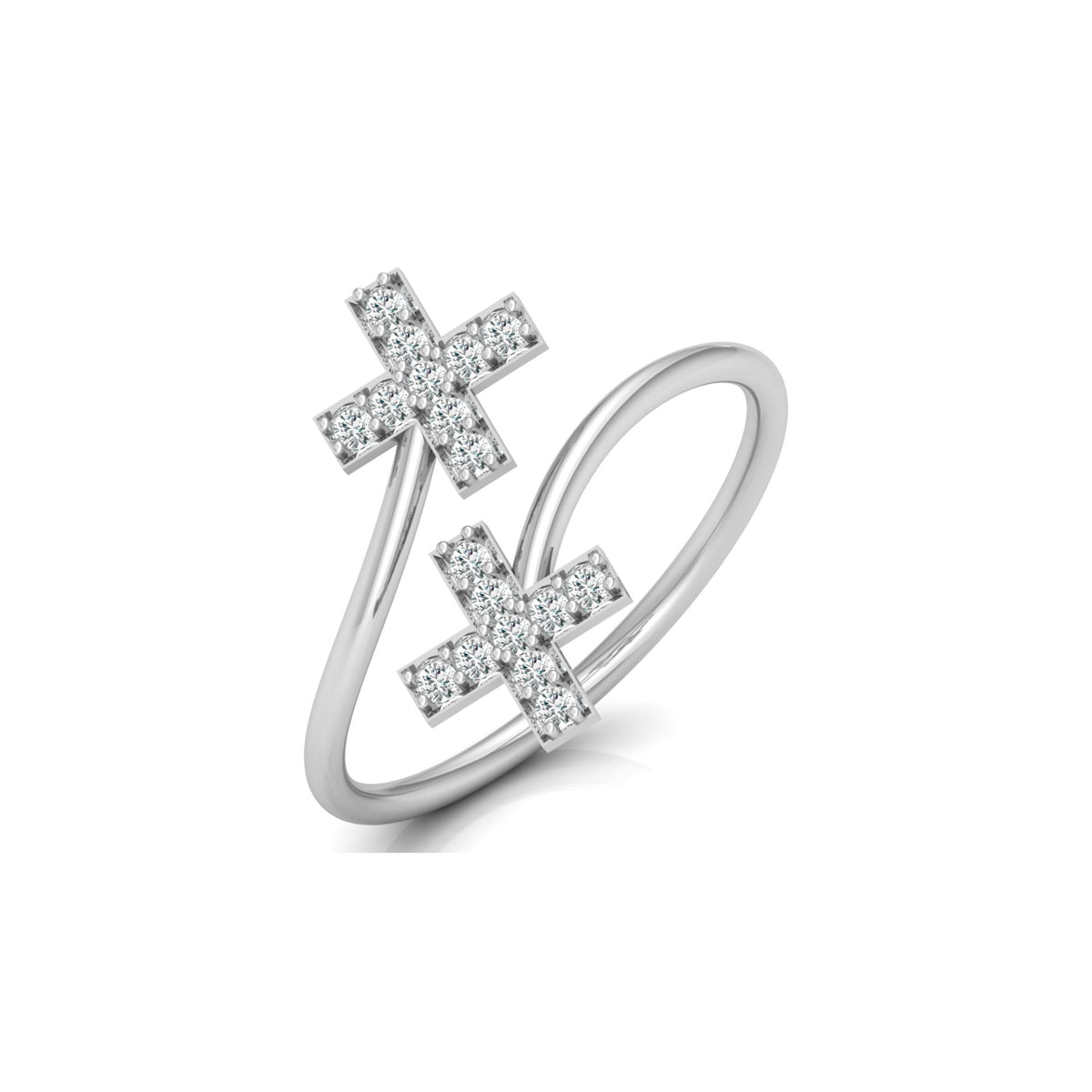 Cross Bypass Round Shaped Diamond Ring 14KT Solid Rose Gold Open Wrap Ring for Women - HIGHCARAT DIAMONDS