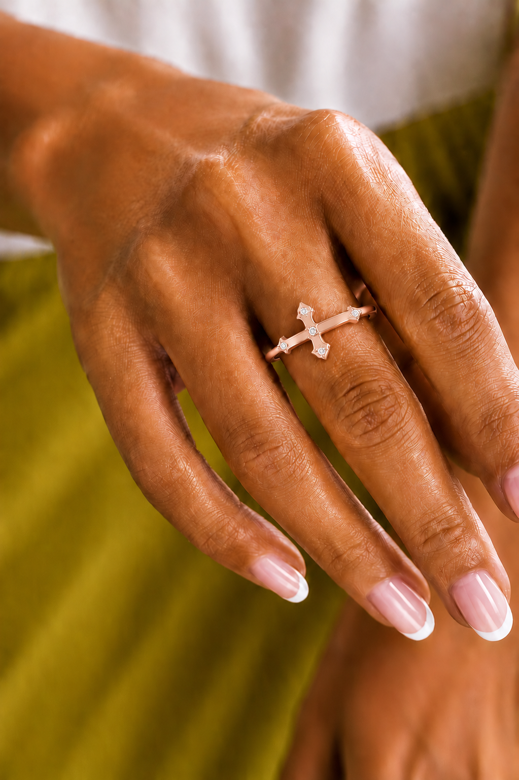 Cross Inspired Lab Grown Diamond Ring in 14K Solid White Gold Anniversary Ring  For Her - HIGHCARAT DIAMONDS