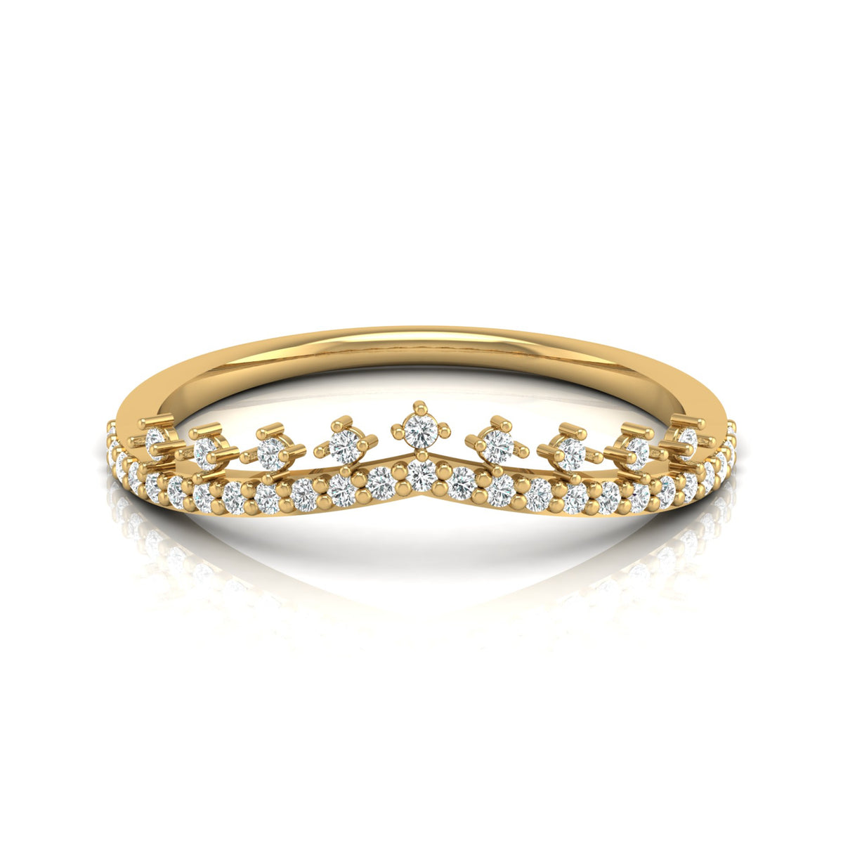 Crown Inspired Round Cut Diamond Band Ring Modern And Secure Design For Love - HIGHCARAT DIAMONDS
