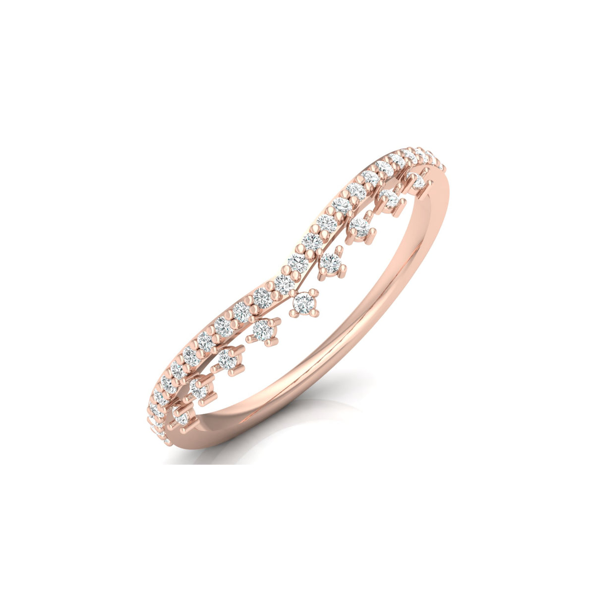 Crown Inspired Round Cut Diamond Band Ring Modern And Secure Design For Love - HIGHCARAT DIAMONDS