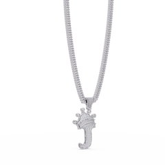 Crowned Letter J Lab Grown Diamond Initial Pendant - HIGHCARAT DIAMONDS