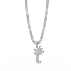 Crowned Letter J Lab Grown Diamond Initial Pendant - HIGHCARAT DIAMONDS