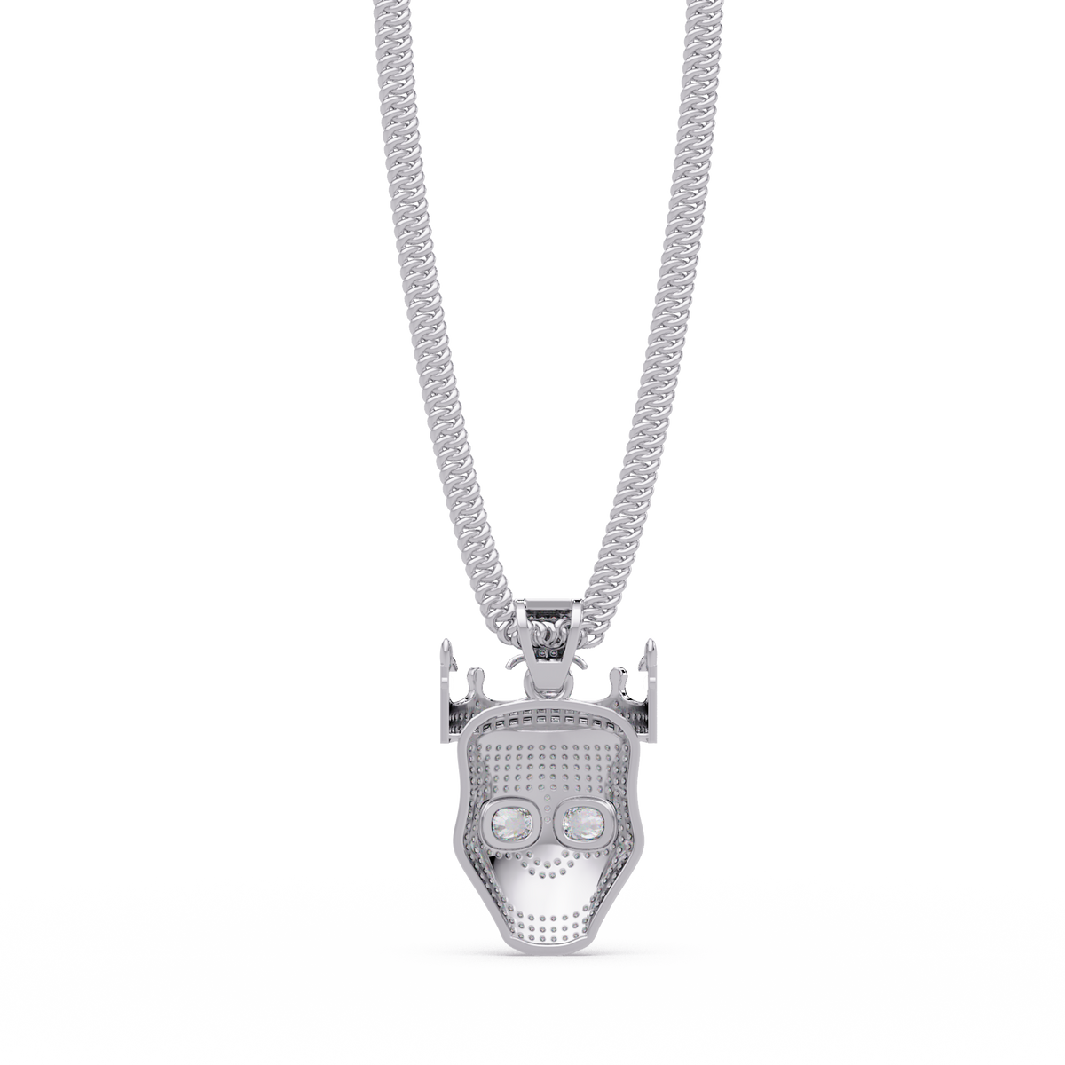 Crowned Skull Round cut Lab Grown Diamond Pendant - HIGHCARAT DIAMONDS