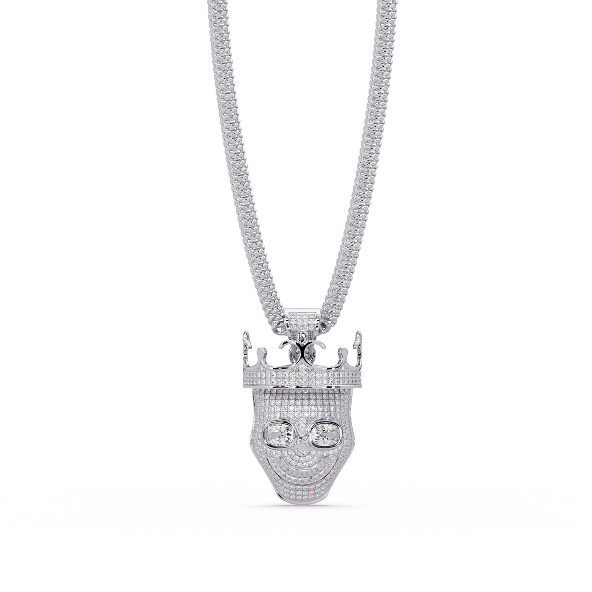Crowned Skull Round cut Lab Grown Diamond Pendant - HIGHCARAT DIAMONDS