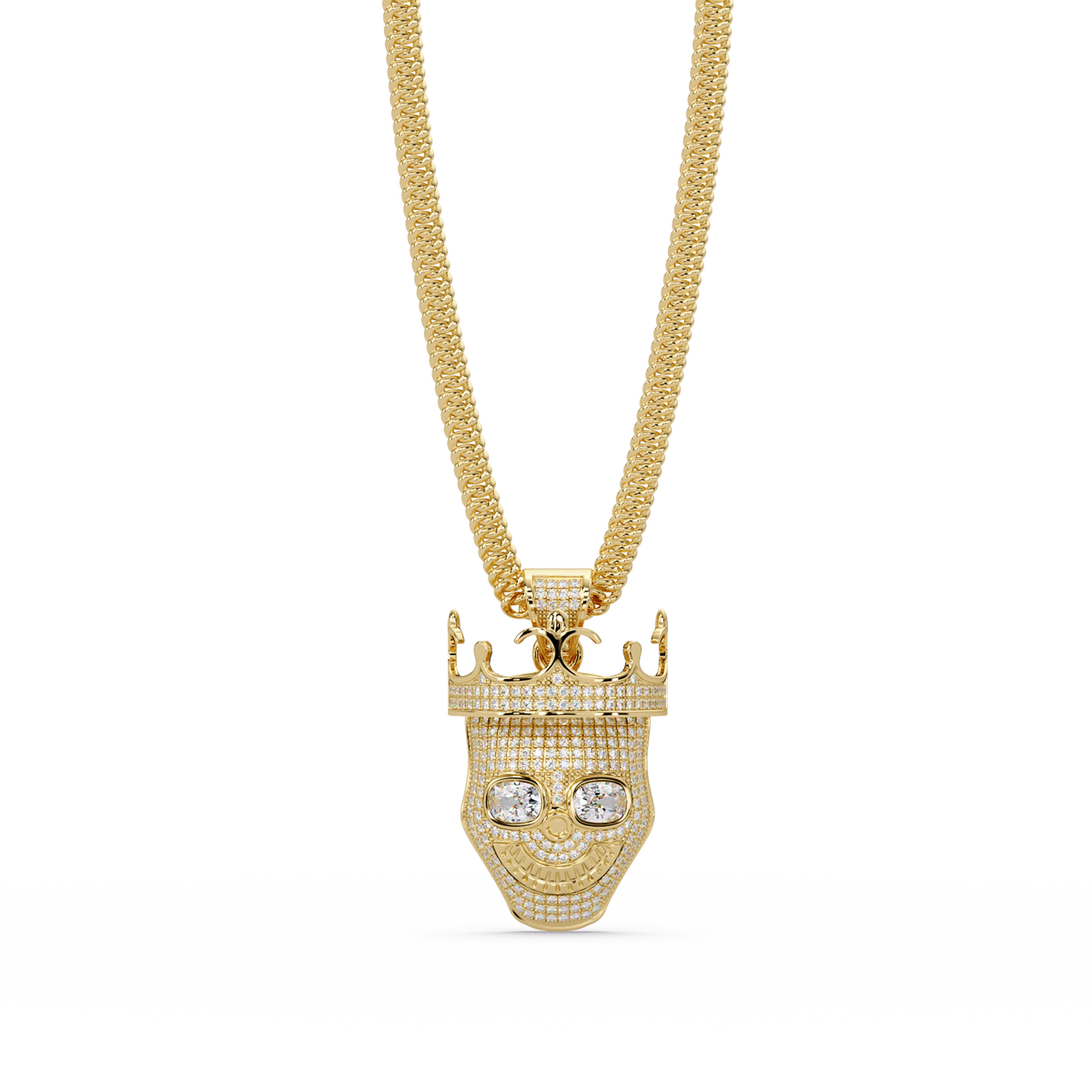 Crowned Skull Round cut Lab Grown Diamond Pendant - HIGHCARAT DIAMONDS