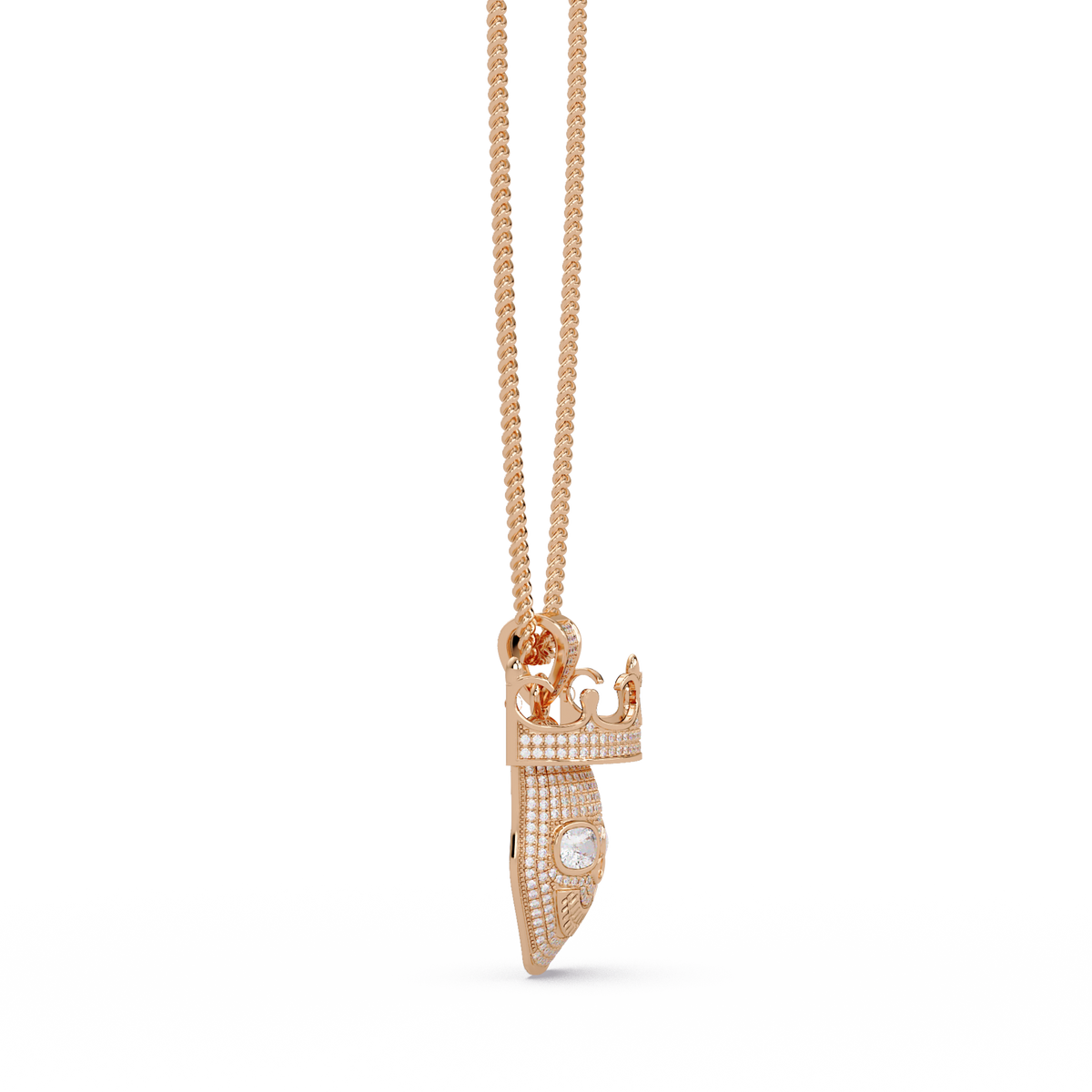 Crowned Skull Round cut Lab Grown Diamond Pendant - HIGHCARAT DIAMONDS