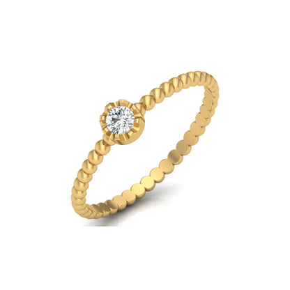Minimal crushed round diamond engagement ring with polished band