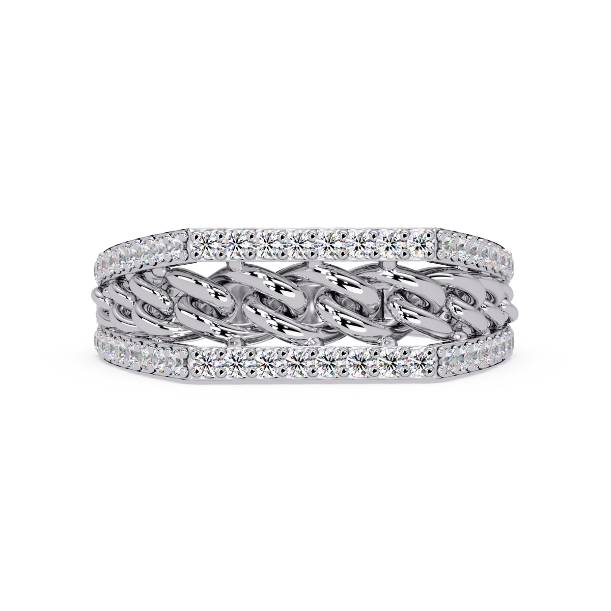 Cuban Link Lab Grown Diamond Band Ring - HIGHCARAT DIAMONDS