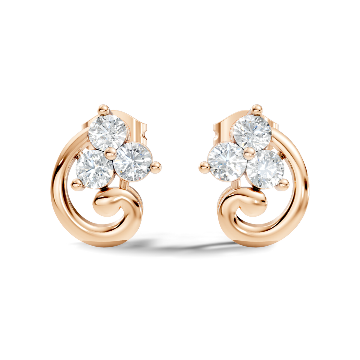 Classic Floral Cluster Round Diamond Stud Earrings 18K White Gold Perfect Gift For Her - HIGHCARAT DIAMONDS