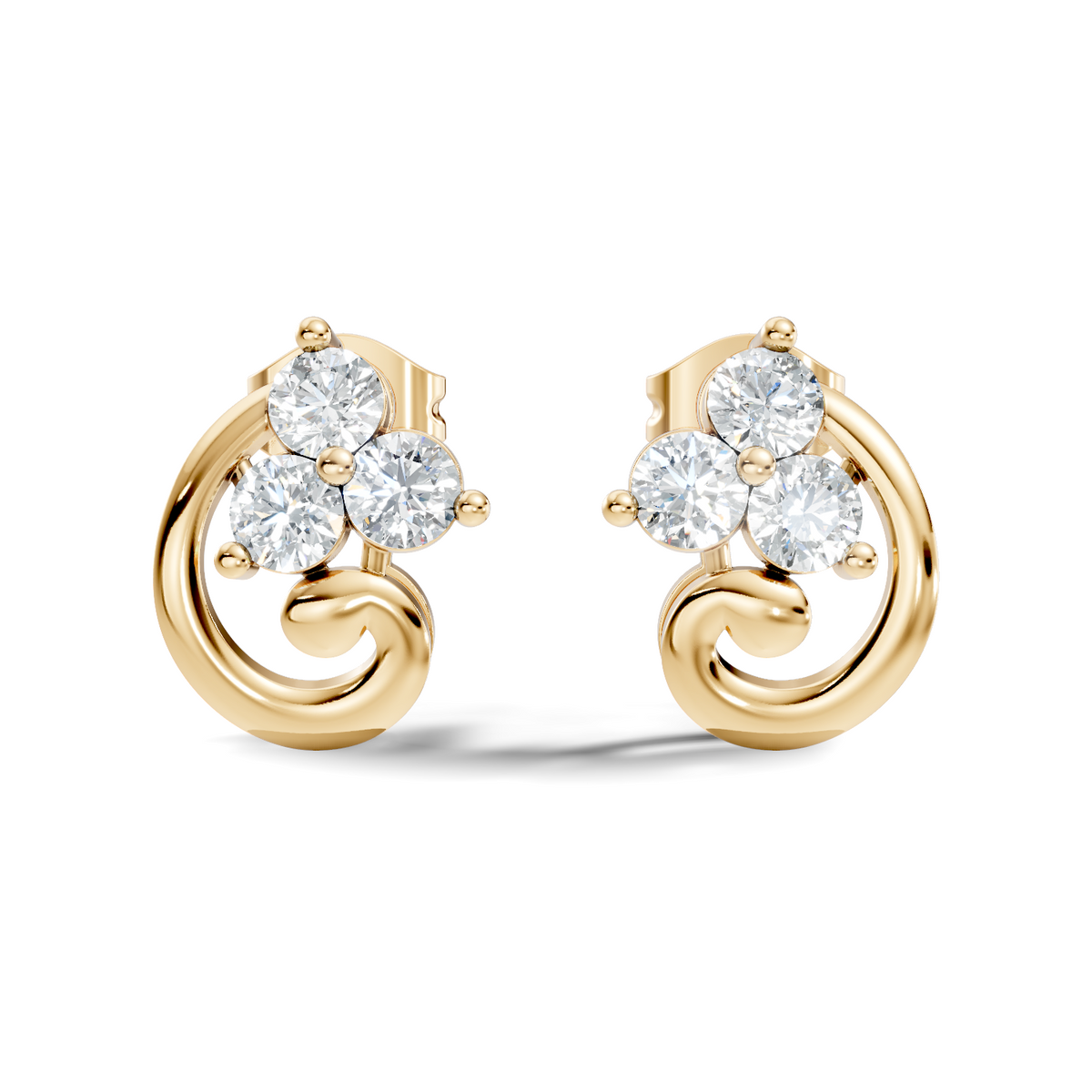 Classic Floral Cluster Round Diamond Stud Earrings 18K White Gold Perfect Gift For Her - HIGHCARAT DIAMONDS