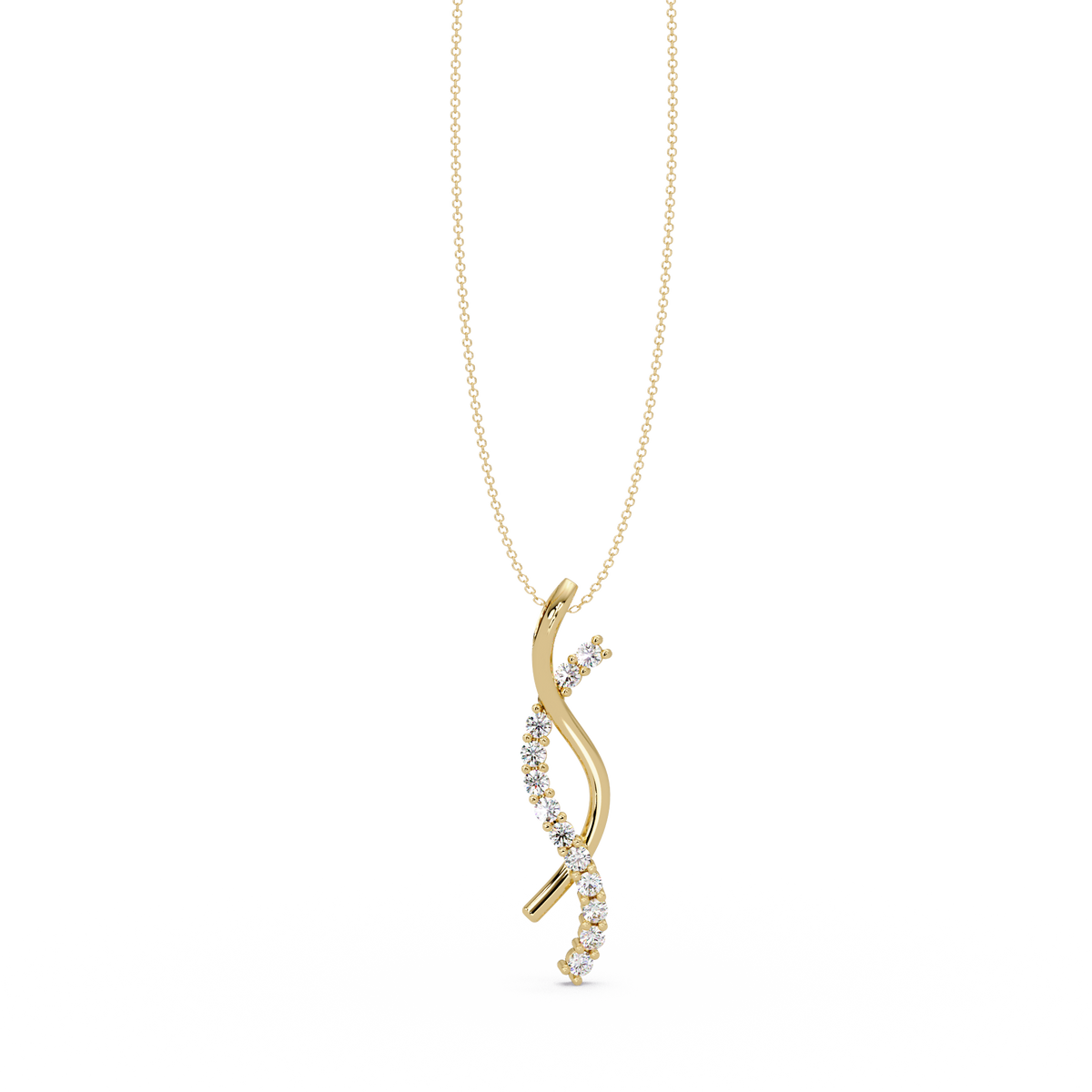 Curved Wave Lab Grown Diamond Pendant Necklace - HIGHCARAT DIAMONDS