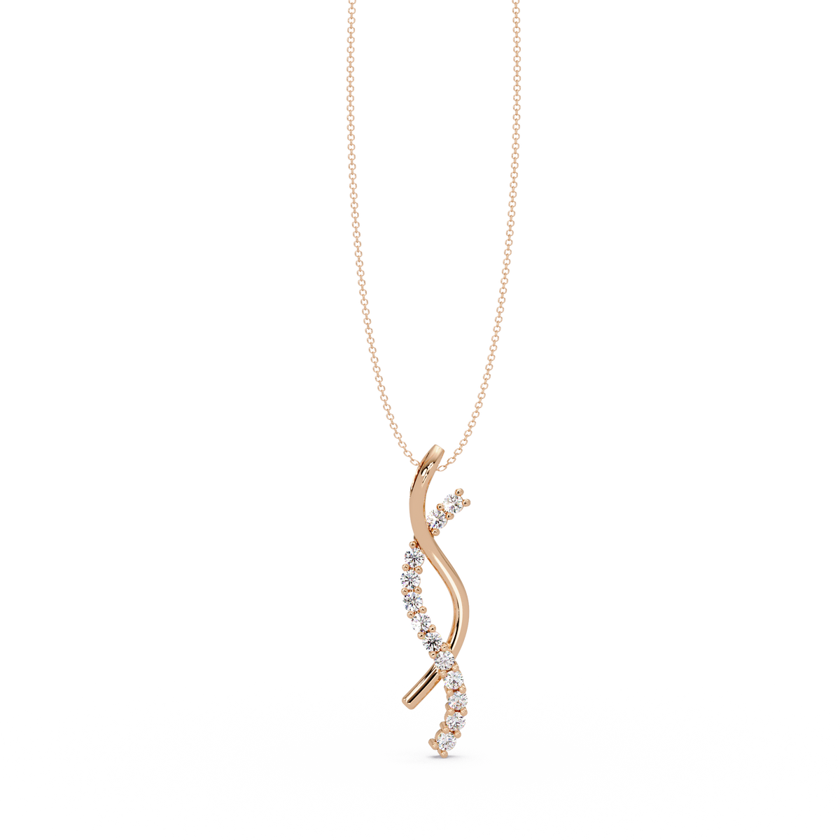 Curved Wave Lab Grown Diamond Pendant Necklace - HIGHCARAT DIAMONDS