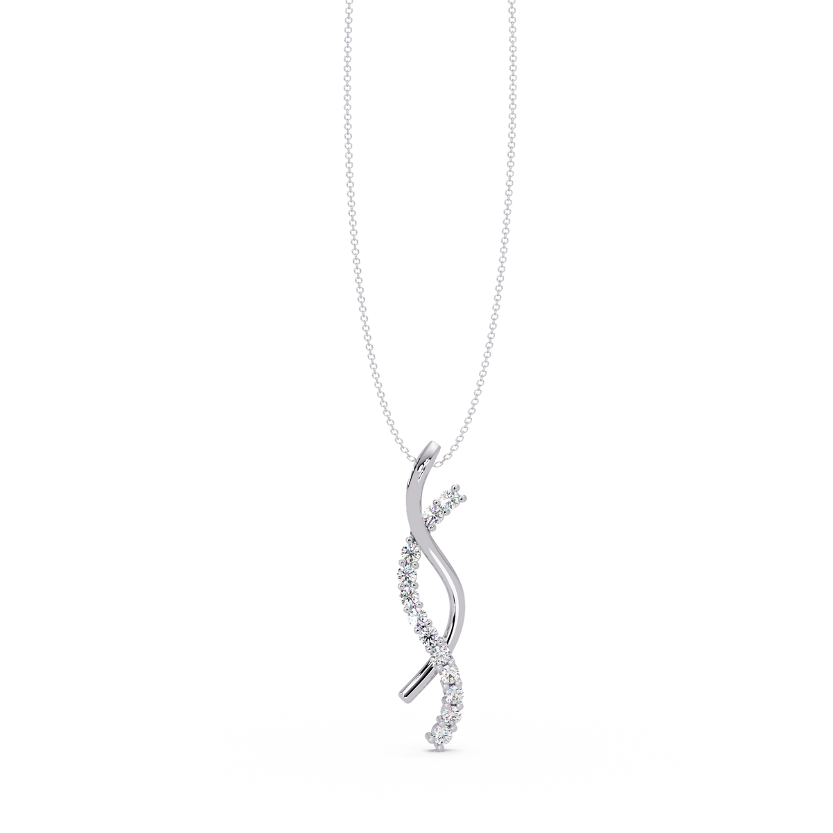 Curved Wave Lab Grown Diamond Pendant Necklace - HIGHCARAT DIAMONDS