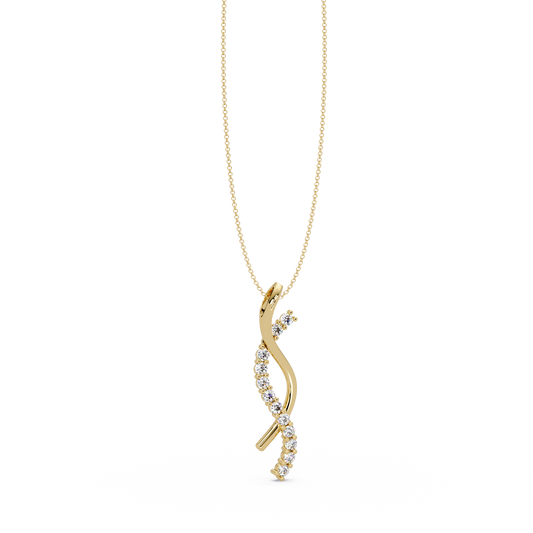 Curved Wave Lab Grown Diamond Pendant Necklace - HIGHCARAT DIAMONDS