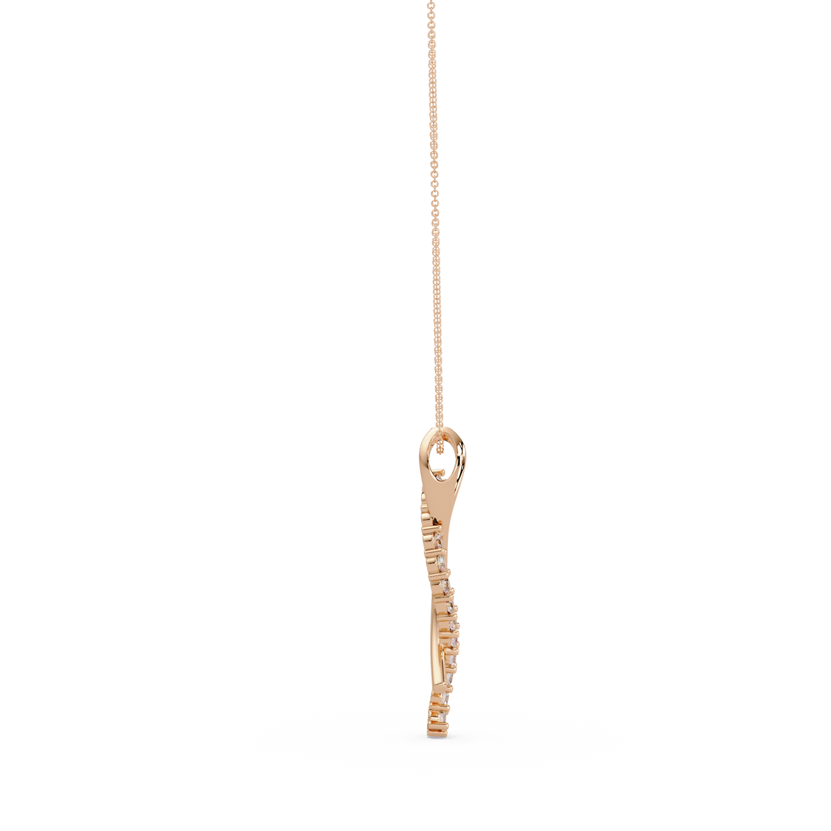 Curved Wave Lab Grown Diamond Pendant Necklace - HIGHCARAT DIAMONDS