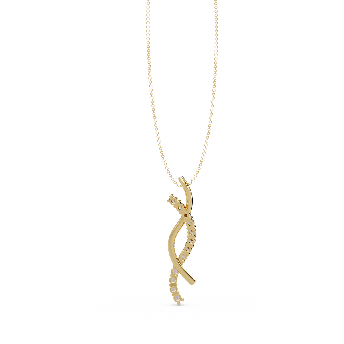 Curved Wave Lab Grown Diamond Pendant Necklace - HIGHCARAT DIAMONDS