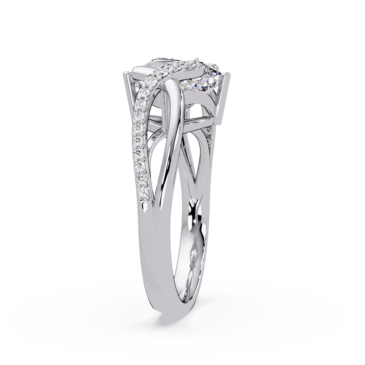 Cushion Cut Lab Grown Diamond Split Shank Ring - HIGHCARAT DIAMONDS