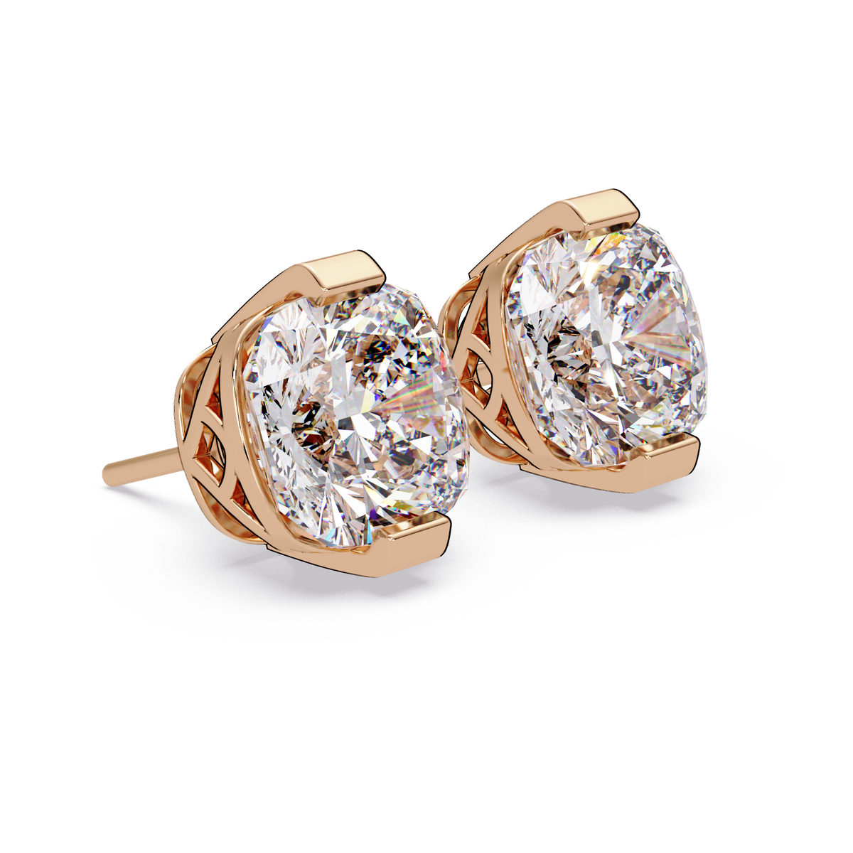 Cushion Cut Lab Grown Diamond Stud Earrings - HIGHCARAT DIAMONDS