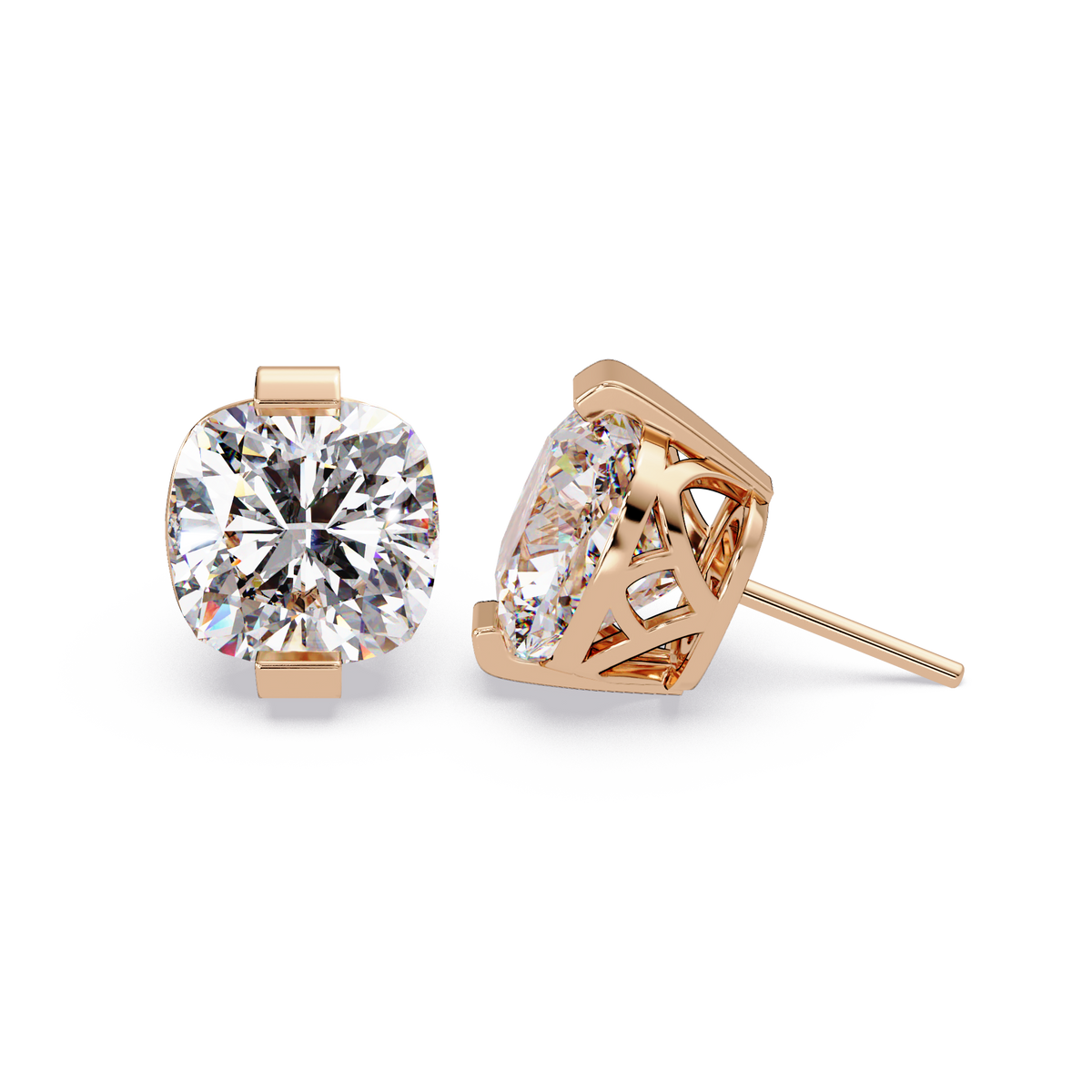 Cushion Cut Lab Grown Diamond Stud Earrings - HIGHCARAT DIAMONDS