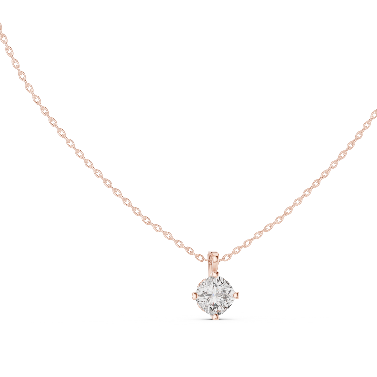 Cushion Cut Diamond Pendant Side Profile Showing Prong Setting
