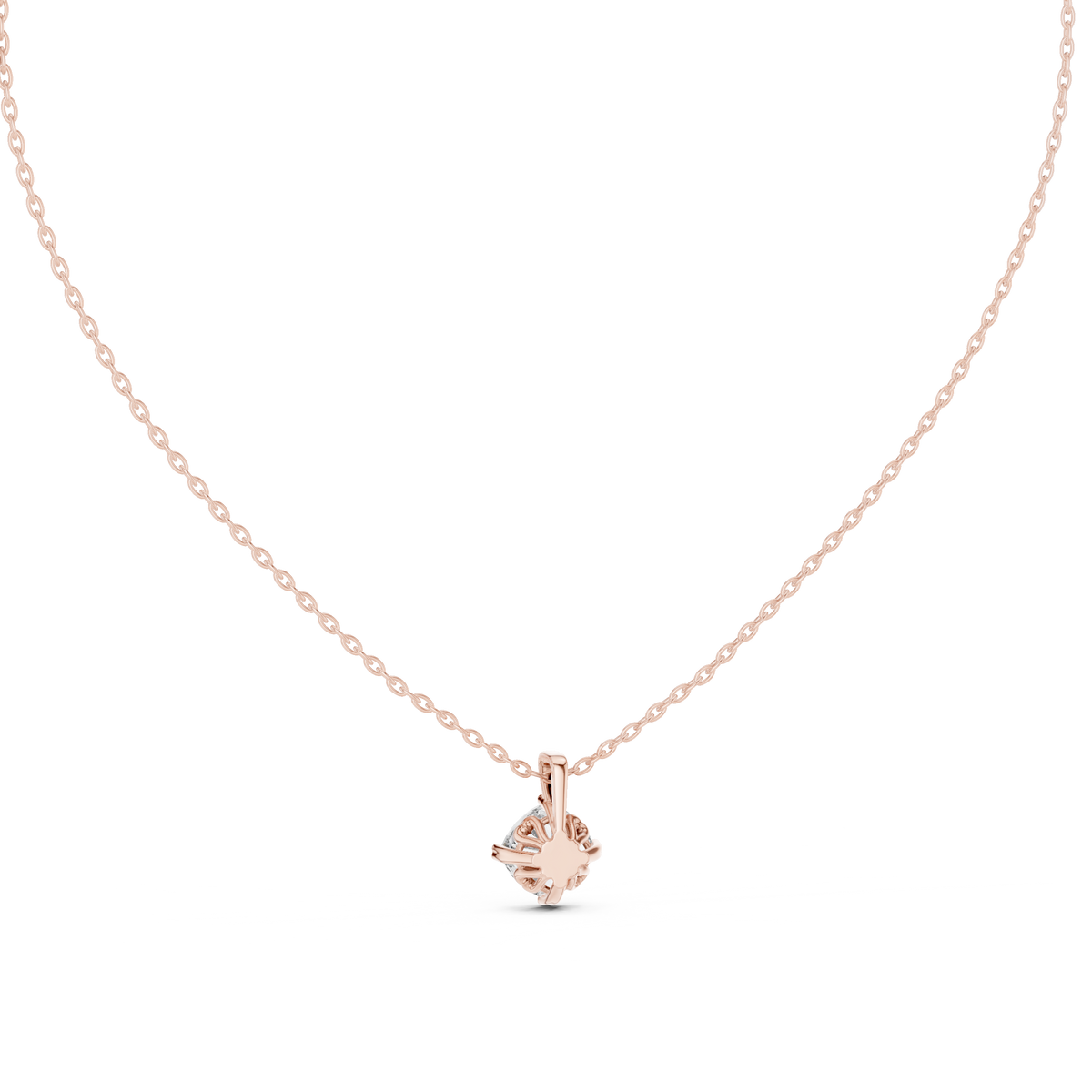 Cushion Cut Solitaire Prong Rose Gold Lab Grown Diamond Pendant Alternate Angle