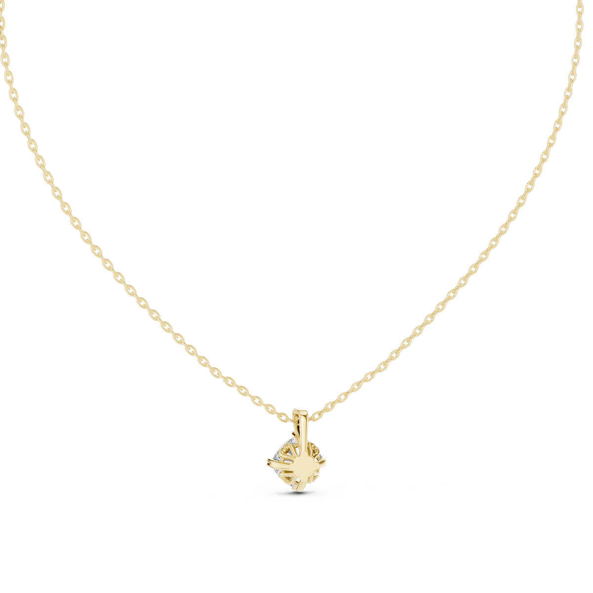 Solitaire Cushion Cut Langrown Sparkling Diamond Pendant For Her In 18K Solid Yellow Gold - HIGHCARAT DIAMONDS