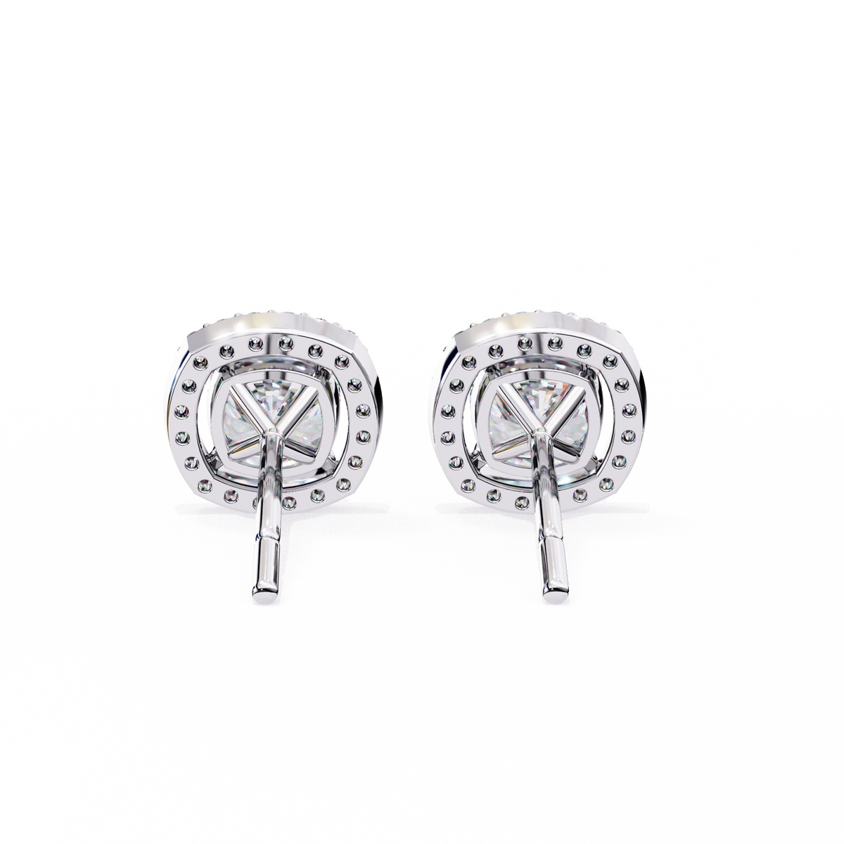 Cushion And Round Cut Diamond Vintage Halo Style Elegant Dainty Sparkling Women's Stud Earring - HIGHCARAT DIAMONDS
