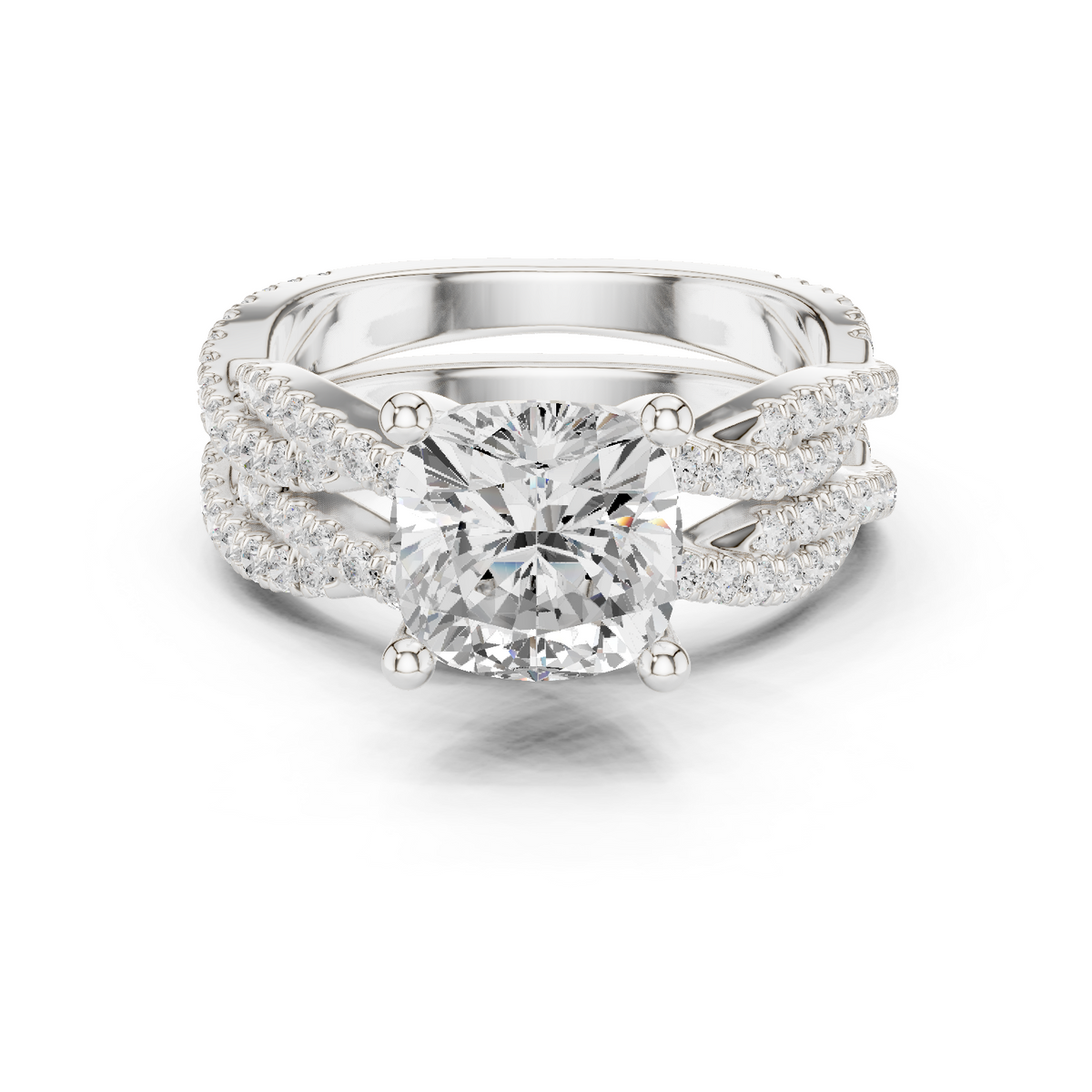 3.73 CT Cushion Labgrown Diamond Ring 10k Solid White Gold Engagement & Wedding Bridal Set Halo Accented Ring For Her - HIGHCARAT DIAMONDS