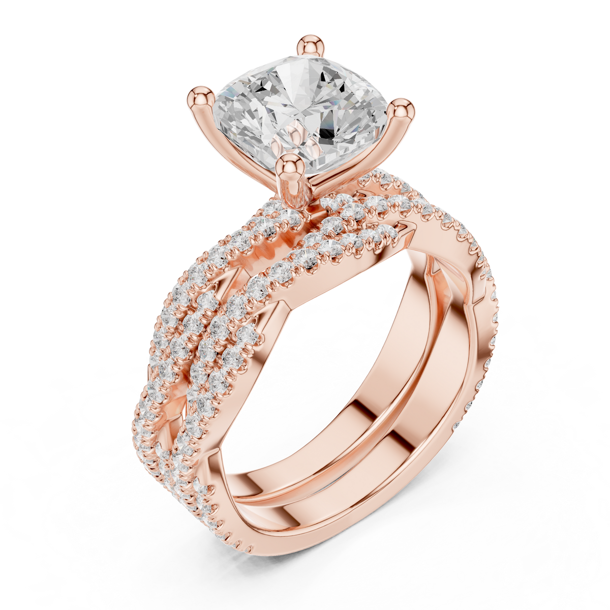 3.73 CT Cushion Labgrown Diamond Ring 10k Solid White Gold Engagement & Wedding Bridal Set Halo Accented Ring For Her - HIGHCARAT DIAMONDS