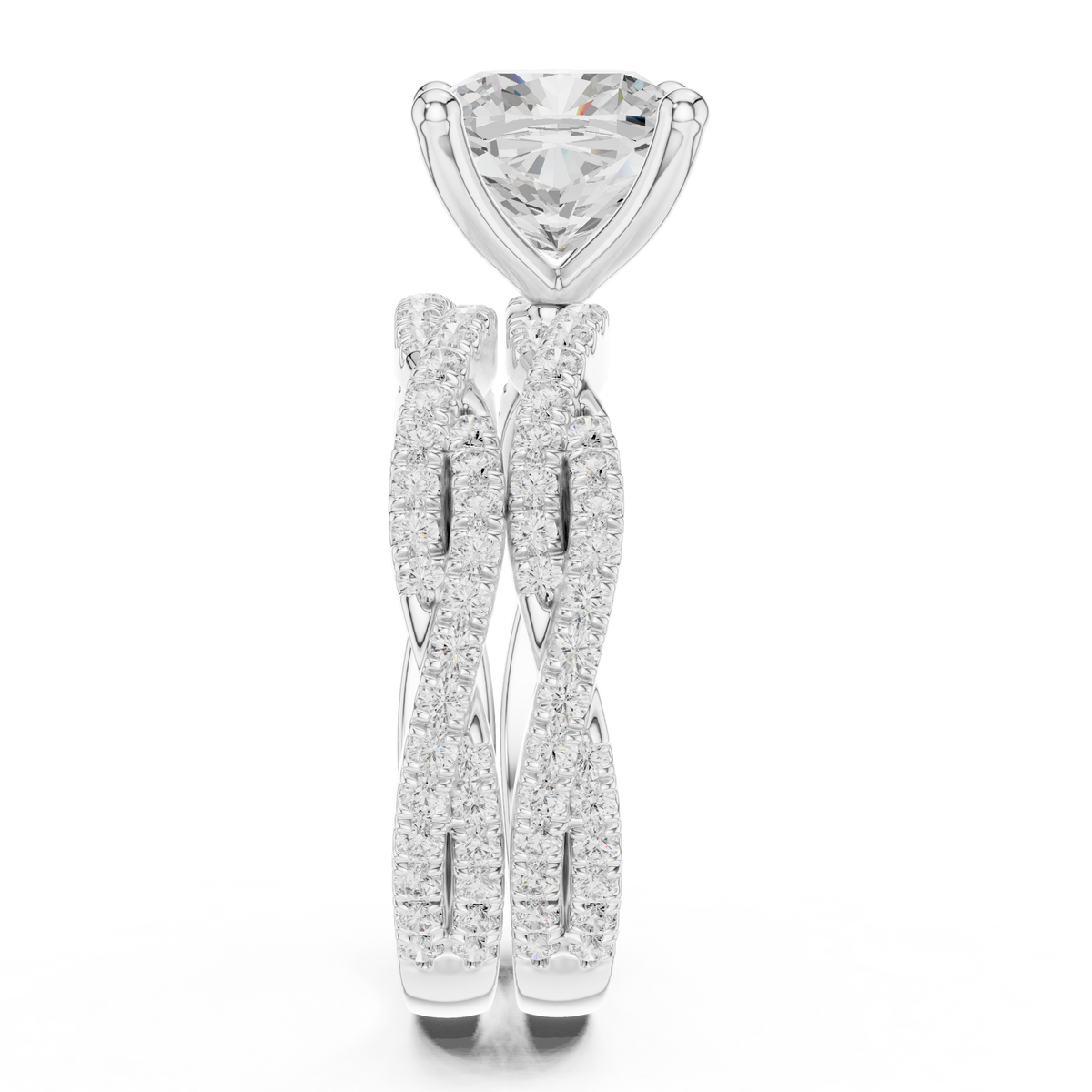 3.73 CT Cushion Labgrown Diamond Ring 10k Solid White Gold Engagement & Wedding Bridal Set Halo Accented Ring For Her - HIGHCARAT DIAMONDS