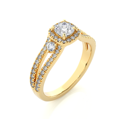 Cushion & Round Cut Lab Grown Diamond With Side stones minimalist perfect Gifted Engagement Ring - HIGHCARAT DIAMONDS
