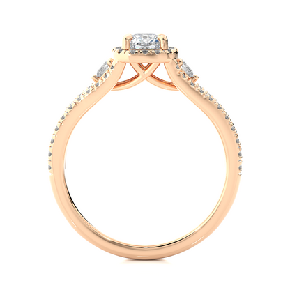 Cushion & Round Cut Lab Grown Diamond With Side stones minimalist perfect Gifted Engagement Ring - HIGHCARAT DIAMONDS