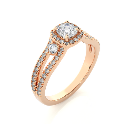 Cushion & Round Cut Lab Grown Diamond With Side stones minimalist perfect Gifted Engagement Ring - HIGHCARAT DIAMONDS