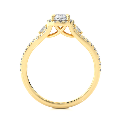 Cushion & Round Cut Lab Grown Diamond With Side stones minimalist perfect Gifted Engagement Ring - HIGHCARAT DIAMONDS