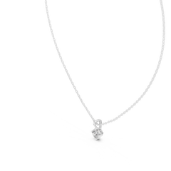 Cushion Four Prong Solitaire Lab Grown Diamond Pendant Angled Perspective