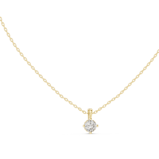 Cushion Cut White Gold Four Prong Solitaire Lab Grown Diamond Pendant Front View