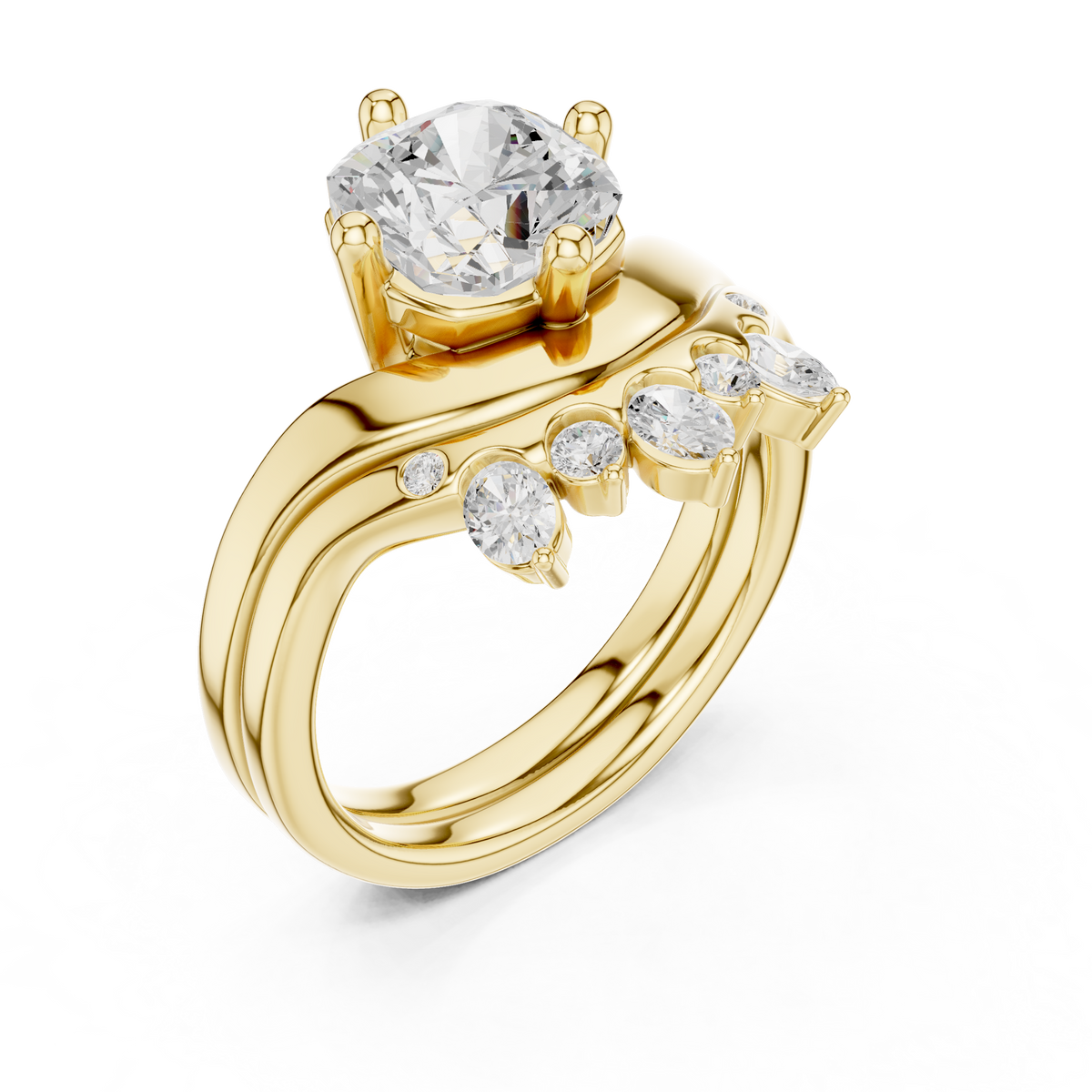 10k Solid Gold Cushion, Round, & Oval Shape Lab Grown Diamond Classic Elegance Diamond Ring For Her - HIGHCARAT DIAMONDS