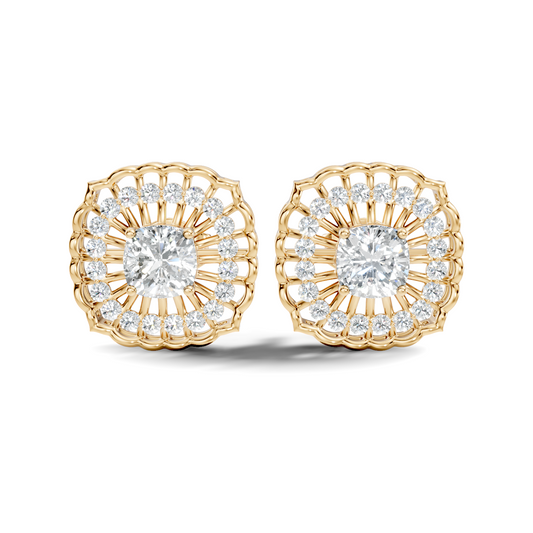 Cushion Square And Round Shape Lab Grown Diamond Sparkling Square Style Diamond Earrings For Her - HIGHCARAT DIAMONDS