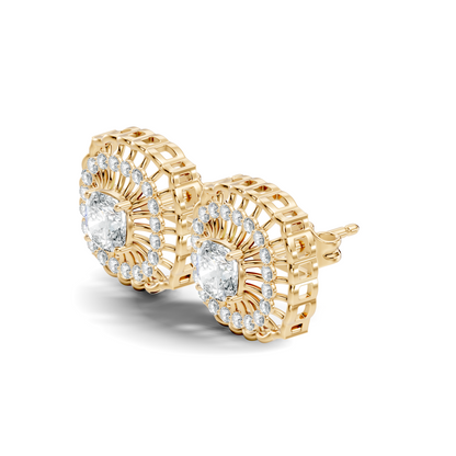 Cushion Square And Round Shape Lab Grown Diamond Sparkling Square Style Diamond Earrings For Her - HIGHCARAT DIAMONDS