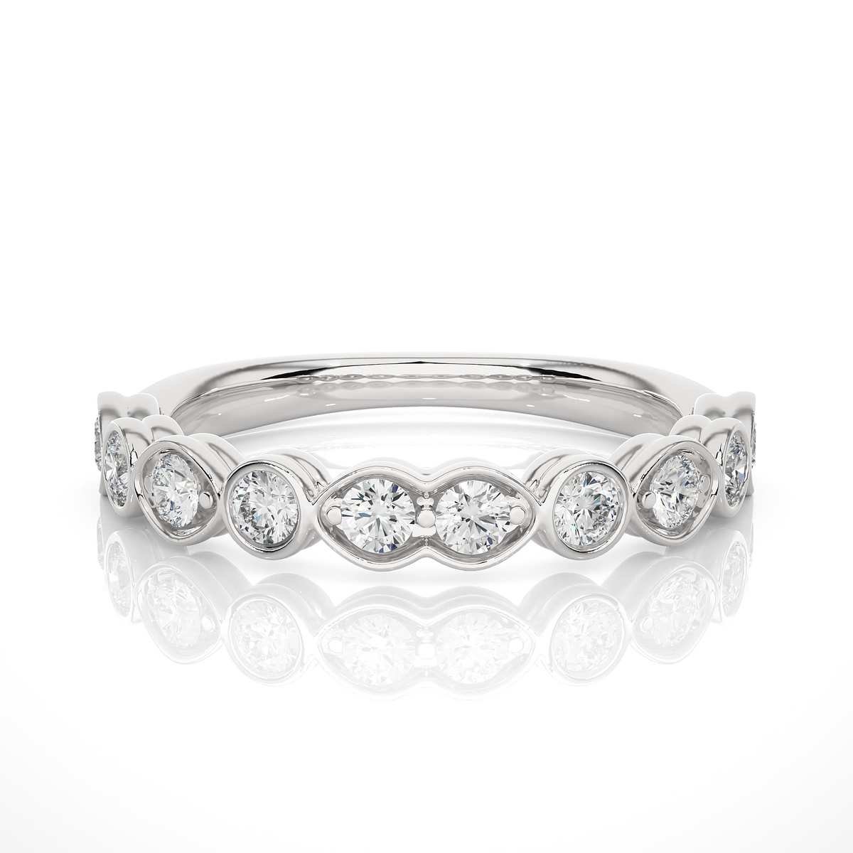 Dainty 10KT Solid Gold Bezel Set Round Shape Diamond Eternity Band Perfect for Daily Wear - HIGHCARAT DIAMONDS